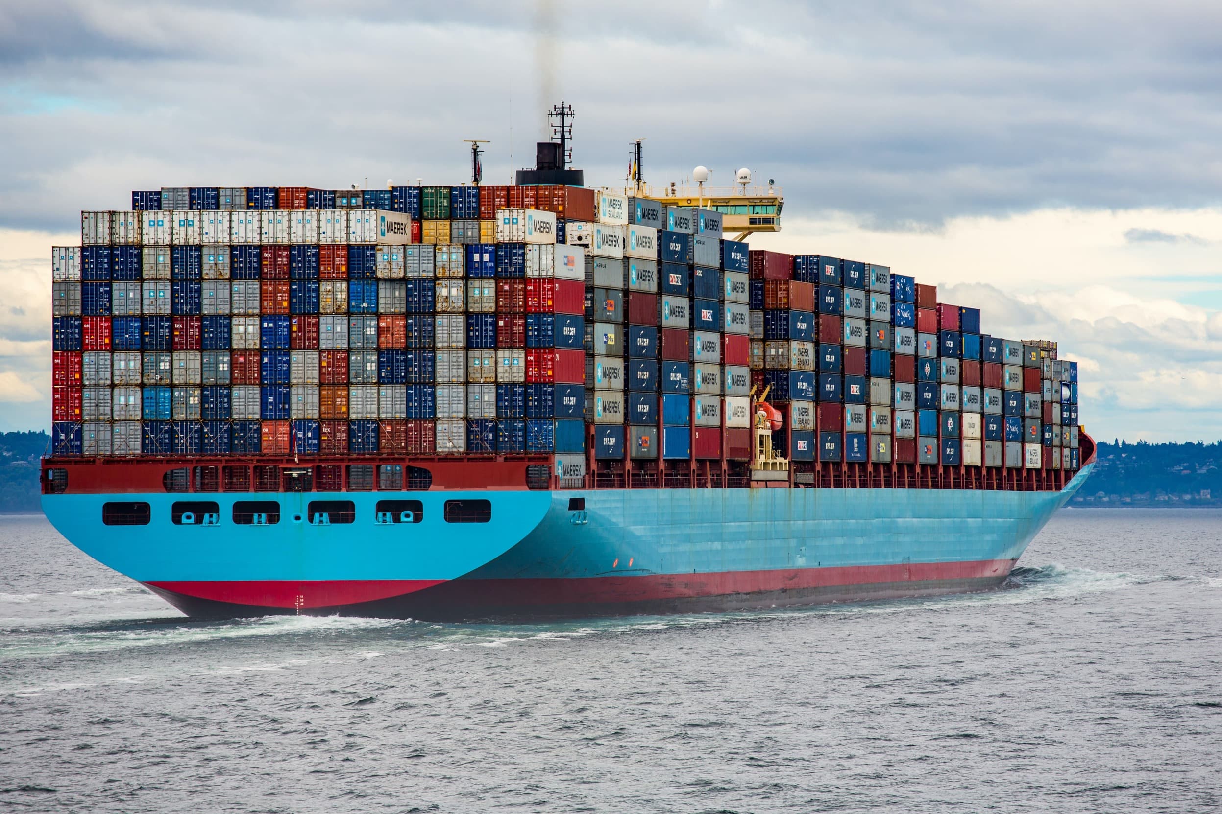 Containers on a ship
